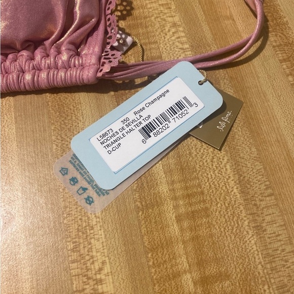 LULI FAMA Noches De Sevilla Triangle Bikini Top Rose Champagne NWT D Cup - Picture 4 of 6